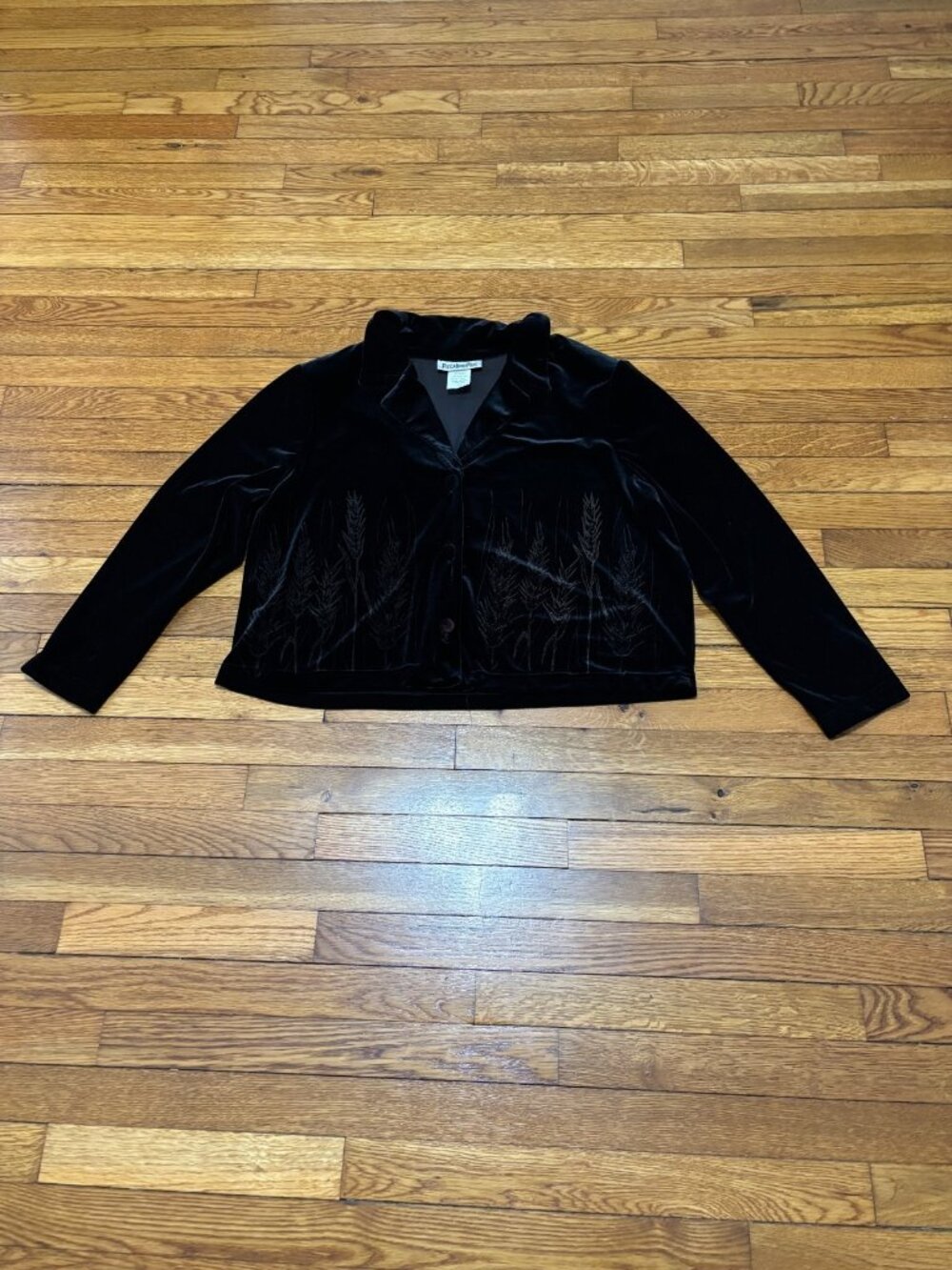 Nina Piccalino Womens Velvet Jacket Plus Sz 18W Black Button Up Soft Velvet